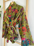 Luscious Luxurious Hip Length Shawl Collar Kimono Printed Velvet Jacket