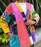 Luxury Velvet Boho Quirky Floral Layer Dinner Chic Coat Patchwork Jacket Winter Christmas Luxury Gift | Elegant Regal Classic Multicolour
