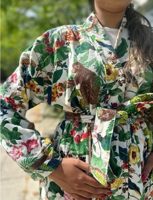 Luxury Velvet House Knee Short Robe Unisex Kimono Boho Jacket Spring Coat
