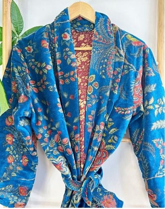 Luxury Velvet House Robe Unisex Kimono Boho Jacket