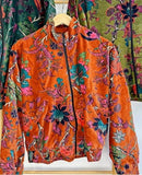 Velvet Boho Bomber Quirky Jacket Orange