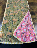 Pure Cotton Reversible Quilted Table Runner | Handcrafted Pomegranate | Summer