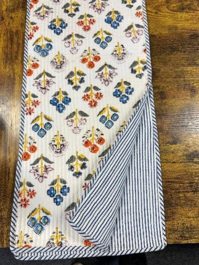 Pure Cotton Reversible Quilted Table Runner | Handcrafted Pomegranate | Summer