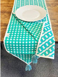 Cozy Elegance: Quilted Cotton Table Runners white green