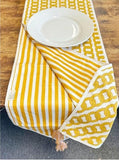 Cozy Elegance: Quilted Cotton Table Runners white yellow