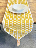 Cozy Elegance: Quilted Cotton Table Runners white yellow