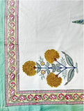 Large Table Handblock Printed Cotton Spring Summer Floral Table Cover |
