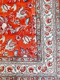 Large Table Handblock Printed Cotton Spring Summer Floral Table Cover |