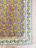 Large Table Handblock Printed Cotton Spring Summer Floral Table Cover |