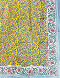 Large Table Handblock Printed Cotton Spring Summer Floral Table Cover |