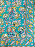 Large Table Handblock Printed Cotton Spring Summer Floral Table Cover |