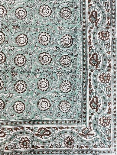 Large Table Handblock Printed Cotton Spring Summer Floral Table Cover |