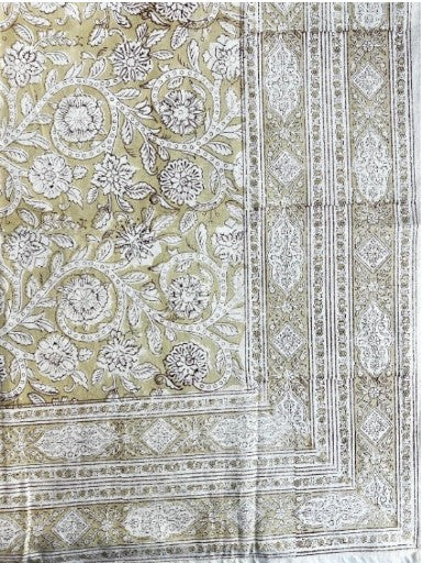 Large Table Handblock Printed Cotton Spring Summer Floral Table Cover |