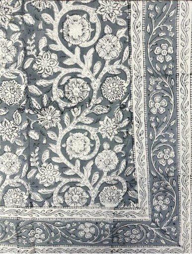 Large Table Handblock Printed Cotton Spring Summer Floral Table Cover