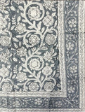 Large Table Handblock Printed Cotton Spring Summer Floral Table Cover