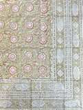 Large Table Handblock Printed Cotton Spring Summer Floral Table Cover