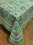 Large Table Handblock Printed Cotton Spring Summer Floral Table Cover