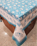 Large Table Handblock Printed Cotton Spring Summer Floral Table Cover