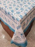 Large Table Handblock Printed Cotton Spring Summer Floral Table Cover