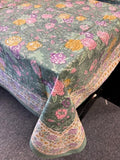 Large Table Handblock Printed Cotton Spring Summer Floral Table Cover
