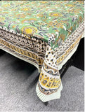 Large Table Handblock Printed Cotton Spring Summer Floral Table Cover