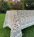 Large Table Handblock Printed Cotton Spring Summer Floral Table Cover