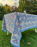 Large Table Handblock Printed Cotton Spring Summer Floral Table Cover