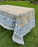 Large Table Handblock Printed Cotton Spring Summer Floral Table Cover