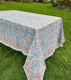 Large Table Handblock Printed Cotton Spring Summer Floral Table Cover