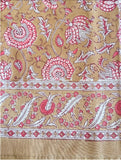 Large Table Handblock Printed Cotton Spring Summer Floral Table Cover