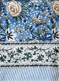 Large Table Handblock Printed Cotton Spring Summer Floral Table Cover