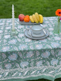 Large Table Handblock Printed Cotton Spring Summer Floral Table Cover