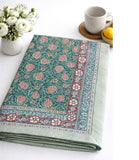 Large Table Handblock Printed Cotton Spring Summer Floral Table Cover