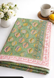 Large Table Handblock Printed Cotton Spring Summer Floral Table Cover