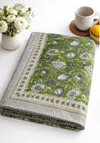 Large Table Handblock Printed Cotton Spring Summer Floral Table Cover