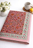 Large Table Handblock Printed Cotton Spring Summer Floral Table Cover