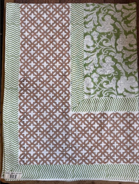 Large Table Handblock Printed Cotton Spring Summer Floral Table Cover