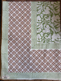 Large Table Handblock Printed Cotton Spring Summer Floral Table Cover
