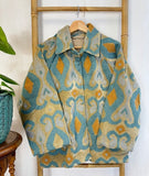 Velvet Suzani Artisan Hand Embroidered Short Jacket | Autumn Winter Boho Gypsy | Luxury Special Gift | Beige Grey Slated Teal Mustard Ikat