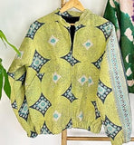 Vintage Inspired Short Jacket- Timeless Elegance with Modern Edge Lime, Black, White and Blue