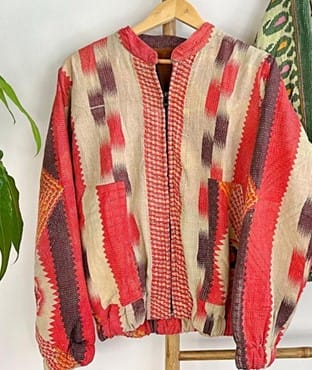 Vintage Inspired Short Jacket- Timeless Elegance with Modern Edge Red, Brown and Cream Hue