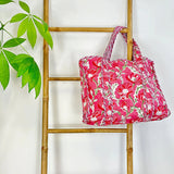Quilted Cotton Handprint Peach red