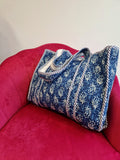 Quilted Cotton Handprint Indigo
