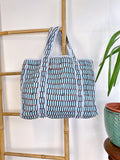 Quilted Cotton Handprint Blue grey