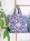 Quilted Cotton Handprint Blue red line
