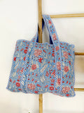 Quilted Cotton Handprint Blue hue