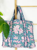 Quilted Cotton Handprint Large baby pink flowers