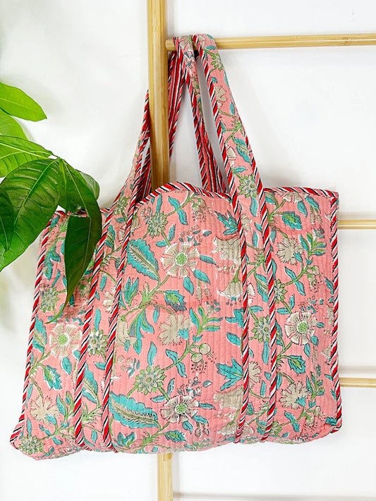 Quilted Cotton Handprint Peach