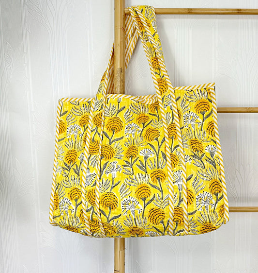 Quilted Cotton Handprint Bee yellow