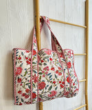 Quilted Cotton Handprint White red blue